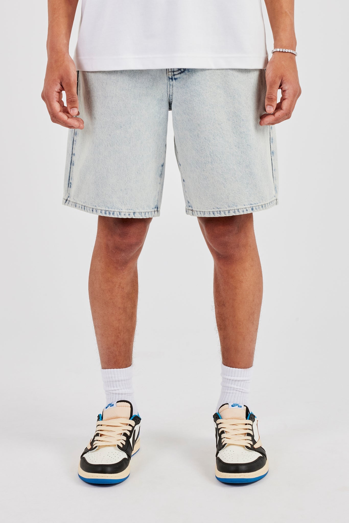 Relaxed Denim Jort - Ice Blue